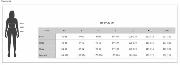 Matentabel body 2040