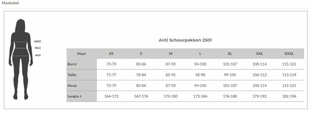 Matentabel anti scheur body 2501